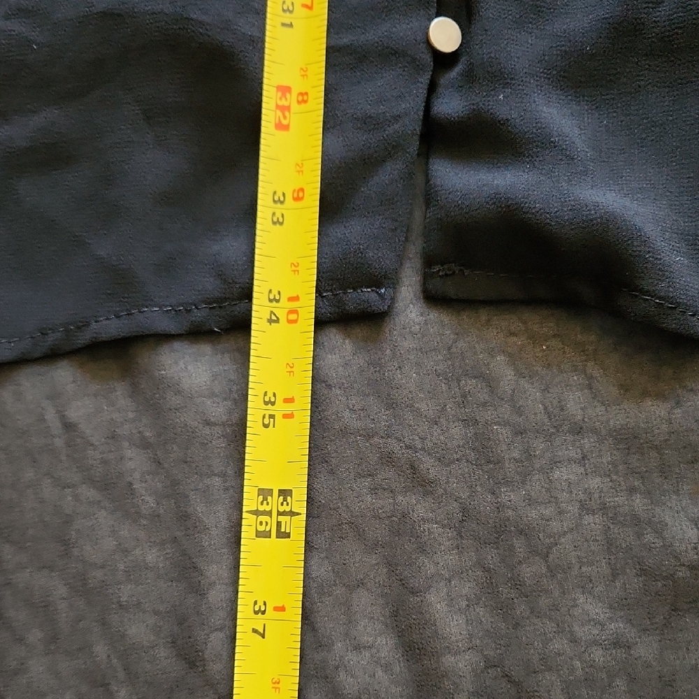 Black Slip Dress Camisole Straps High Low Hem silver tone buttons Pleated Waist - Picture 14 of 16